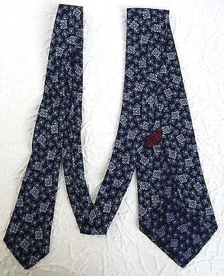 Vintage 1950s Tootal tie Navy blue UNUSED floral Red Quality Tebilized ...